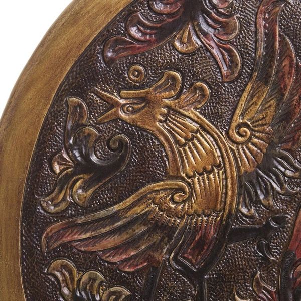 Alternate image for Unique Wood Leather Brown Accent Folding Table Bird of Paradise