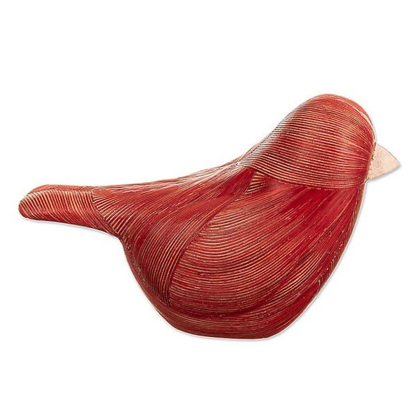 Alternate image for Handmade Cedar Wood and Natural Fiber Bird Figurine in Red Red Plumage