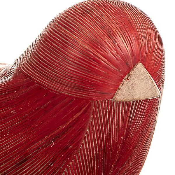 Alternate image for Handmade Cedar Wood and Natural Fiber Bird Figurine in Red Red Plumage
