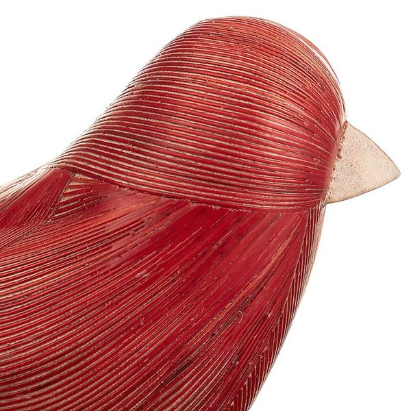 Alternate image for Handmade Cedar Wood and Natural Fiber Bird Figurine in Red Red Plumage