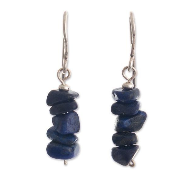 Alternate image for Peruvian Sterling Earrings with Lapis Lazuli Naturally Blue
