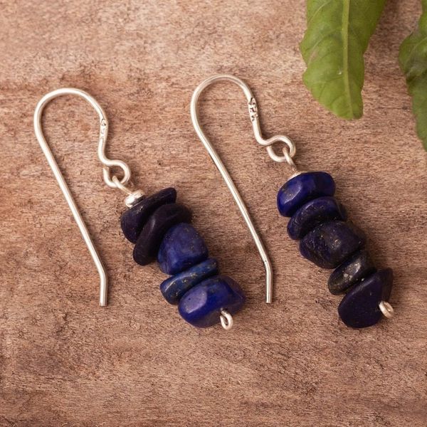 Alternate image for Peruvian Sterling Earrings with Lapis Lazuli Naturally Blue