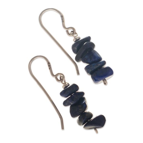 Alternate image for Peruvian Sterling Earrings with Lapis Lazuli Naturally Blue