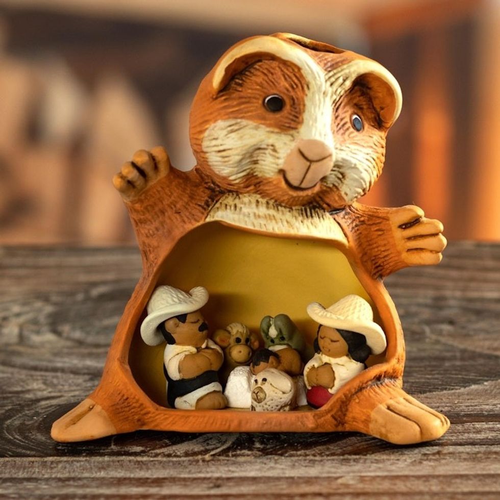 Guinea Pig Andean Christmas Nativity Scene in Ceramic 'Guinea Pig Christmas'