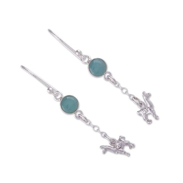 Alternate image for Artisan Opal and Sterling Silver Dangle Llama Earrings Llama Light
