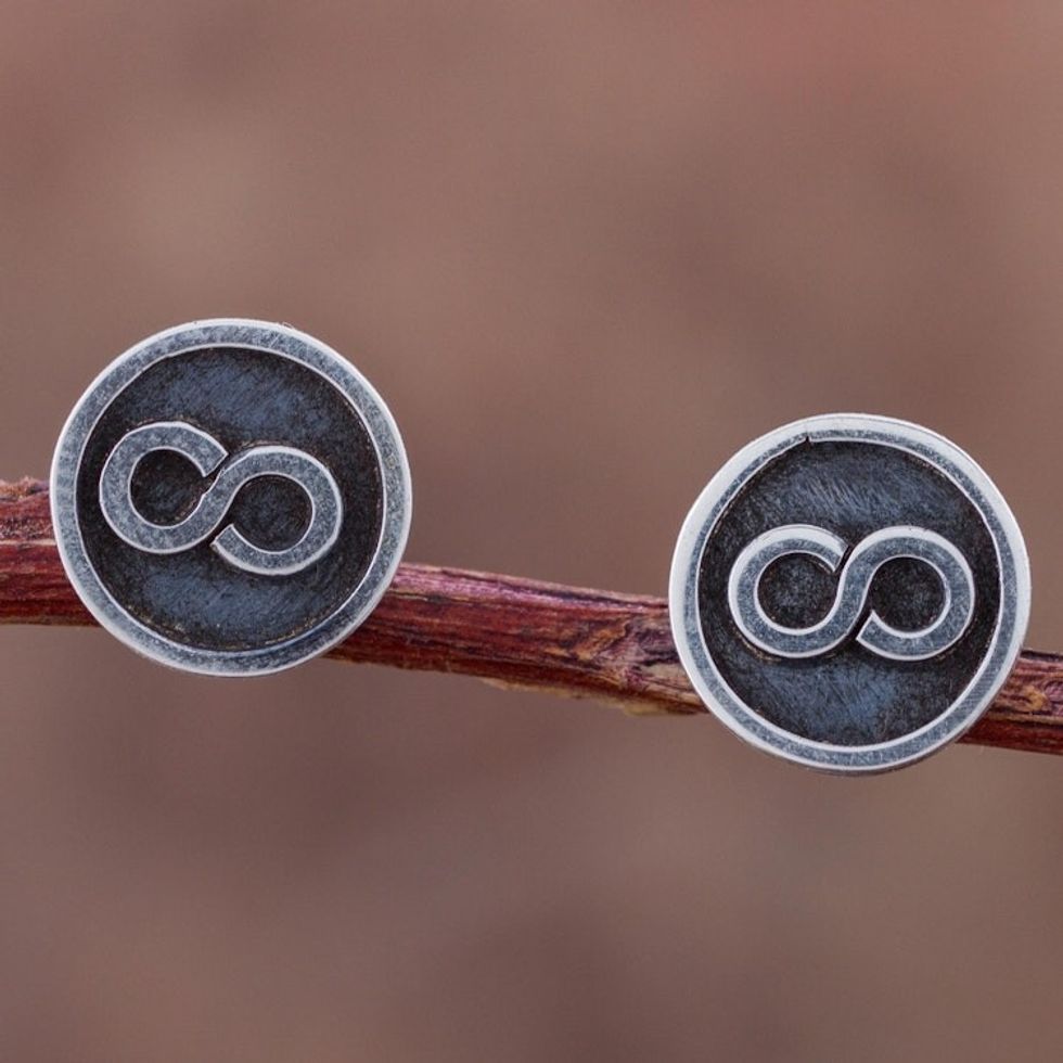 925 Sterling Silver Stud Earrings with Infinity Symbol 'Infinite Possibilities'