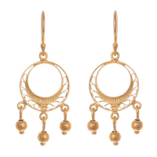 Alternate image for Gold Plated Sterling Silver Filigree Chandelier Earrings Glittering Dreamcatchers