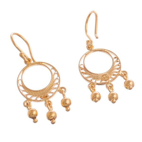 Alternate image for Gold Plated Sterling Silver Filigree Chandelier Earrings Glittering Dreamcatchers