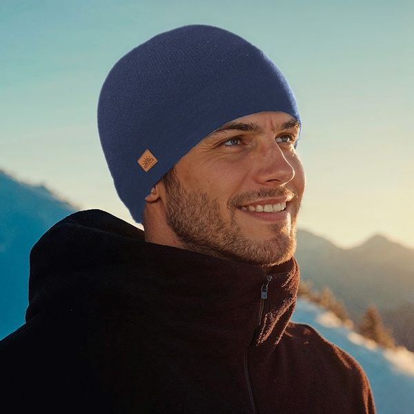 Alternate image for Unisex Soft Alpaca Blend Knit Hat in Indigo Blue Indigo Minds