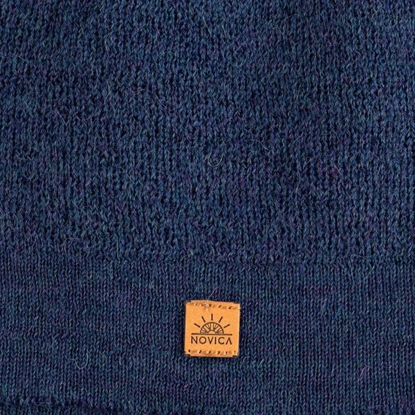 Alternate image for Unisex Soft Alpaca Blend Knit Hat in Indigo Blue Indigo Minds