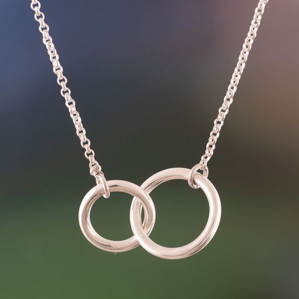 Alternate image for Fair Trade Modern Polished Sterling Silver Pendant Necklace Timeless Bonds