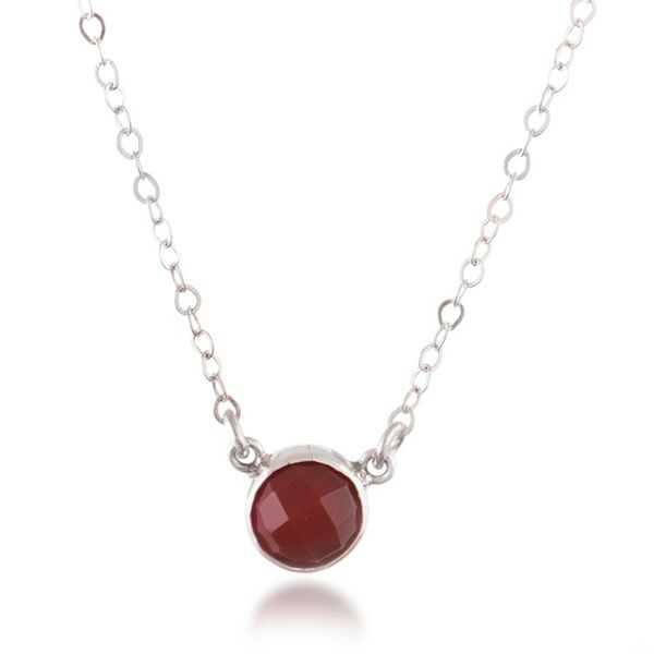 Alternate image for Silver Pendant Necklace with Faceted Cabochon Garnet Stone Scarlet Poem