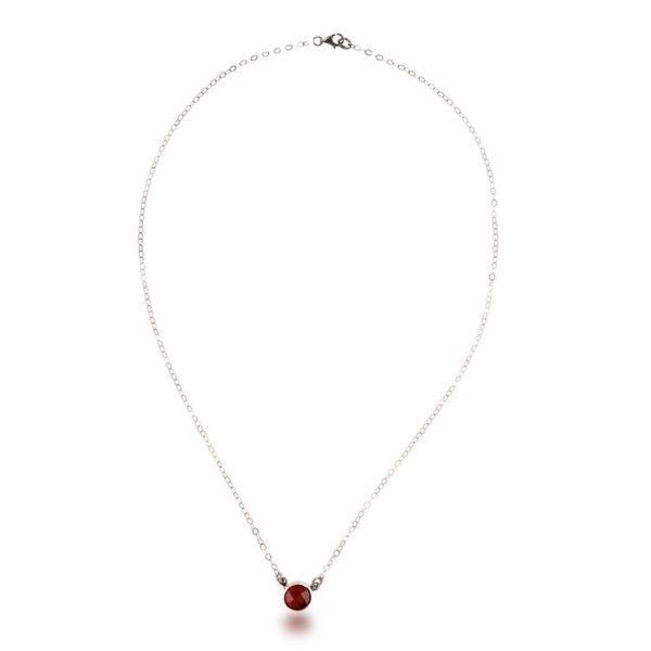 Alternate image for Silver Pendant Necklace with Faceted Cabochon Garnet Stone Scarlet Poem