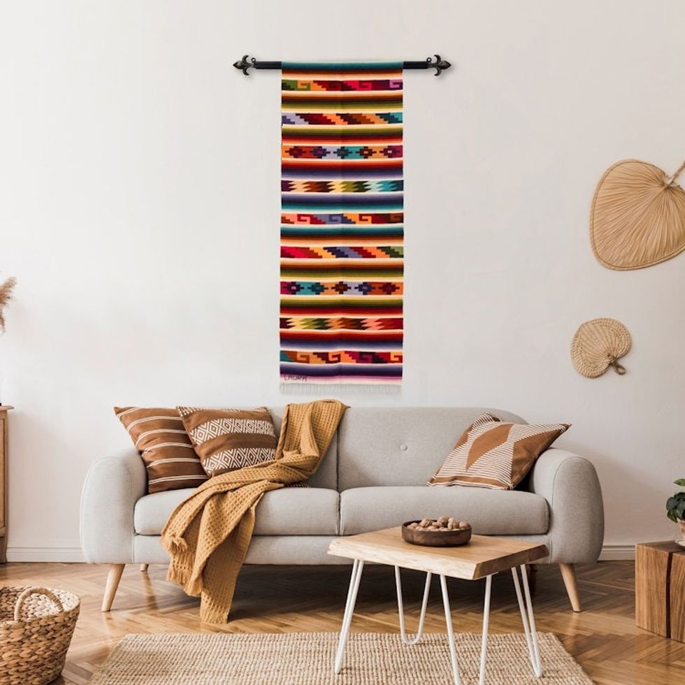 Traditional Andean Wool and Cotton Tapestry Woven in Peru 'Andean Mantle'