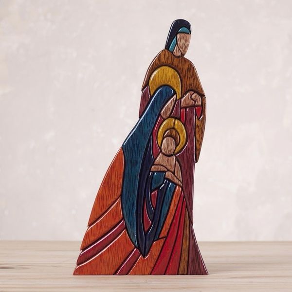 Alternate image for Unique Christianity Religious Wood Sculpture Sacred Family