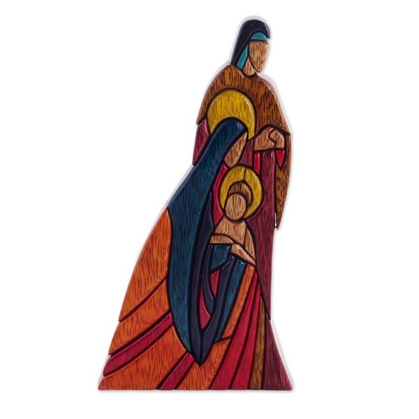 Alternate image for Unique Christianity Religious Wood Sculpture Sacred Family