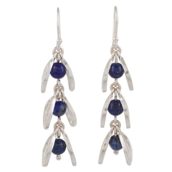 Alternate image for Lapis Lazuli Filigree Dangle Earrings from Peru Glowing Eden