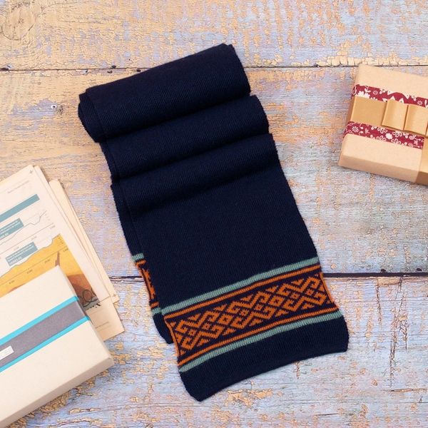 Alternate image for Knit Classic Indigo and Orange 100 Baby Alpaca Scarf Indigo Andes