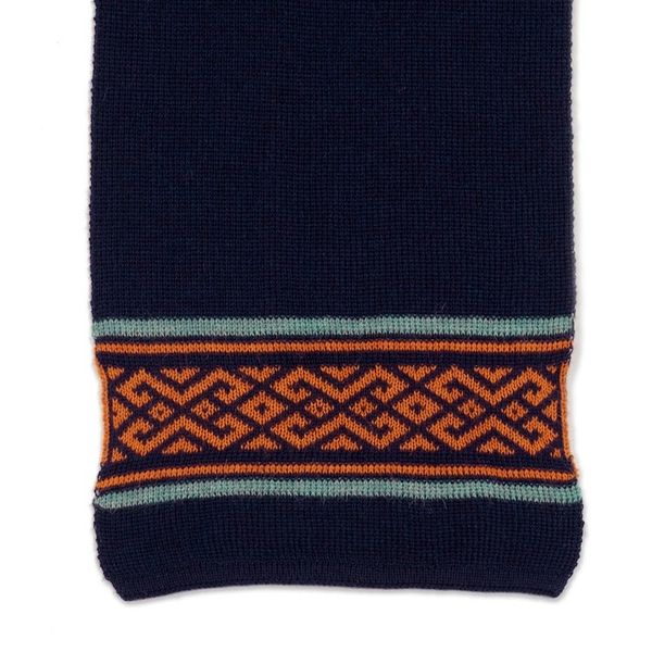 Alternate image for Knit Classic Indigo and Orange 100 Baby Alpaca Scarf Indigo Andes