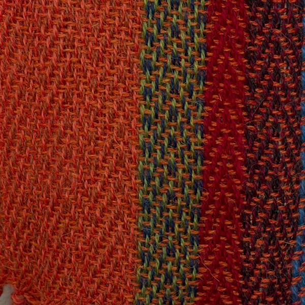 Alternate image for Scarlet and Multi-Color Stripe Handwoven 100 Alpaca Scarf Sky Flame