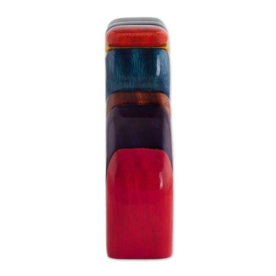 Alternate image for Finely Crafted Wood Cat Sculpture Patchwork Cat