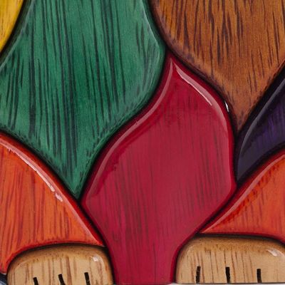 Alternate image for Finely Crafted Wood Cat Sculpture Patchwork Cat