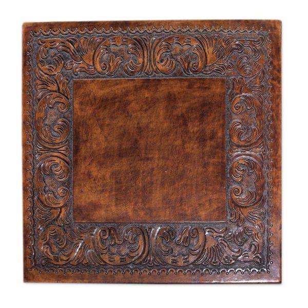 Alternate image for Handcrafted Traditional Leather Wood End Table Viceroy