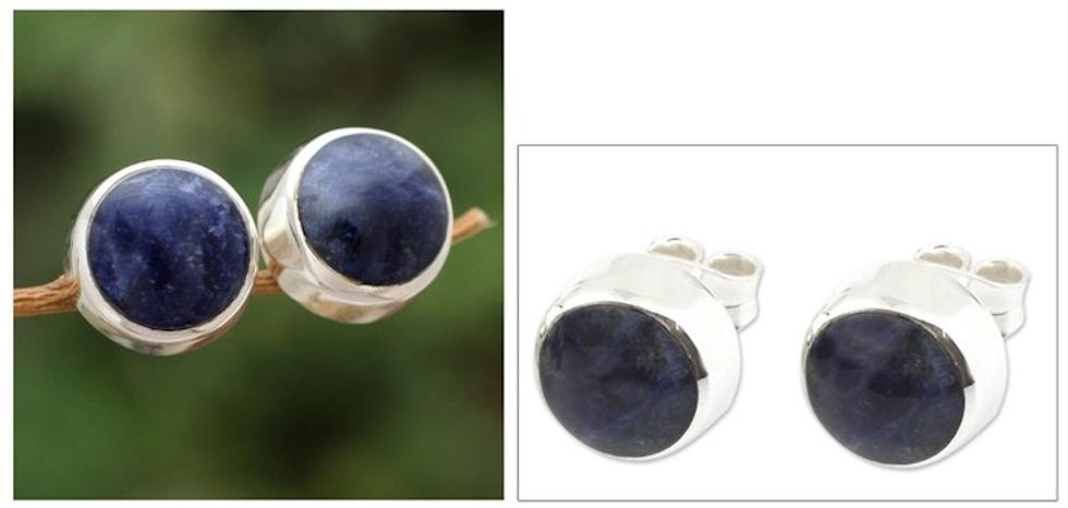 Sodalite stud earrings 'Sweet Spot'