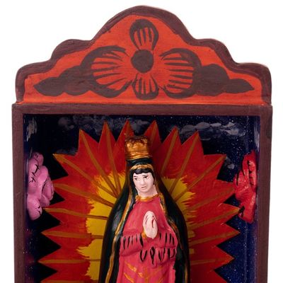 Alternate image for Religious Hand-Painted Wood Virgin of Guadalupe Retablo Hope in Guadalupe