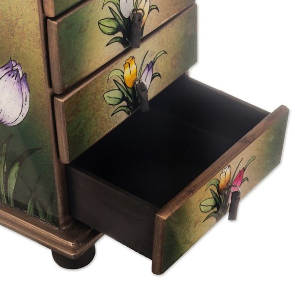 Alternate image for Reverse Painted Glass Dragonfly Floral-Themed Jewelry Box Flying Dragonflies