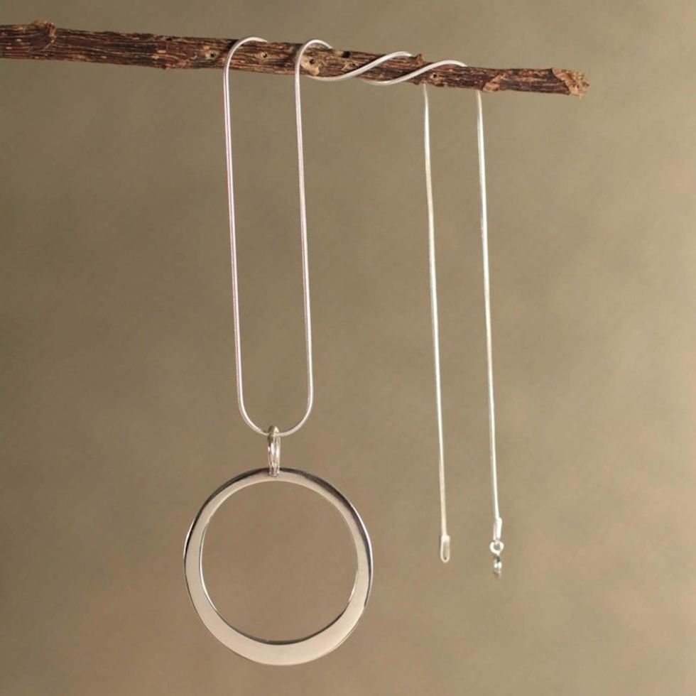 Hand Made Sterling Silver Pendant Necklace 'Perfect Moon'