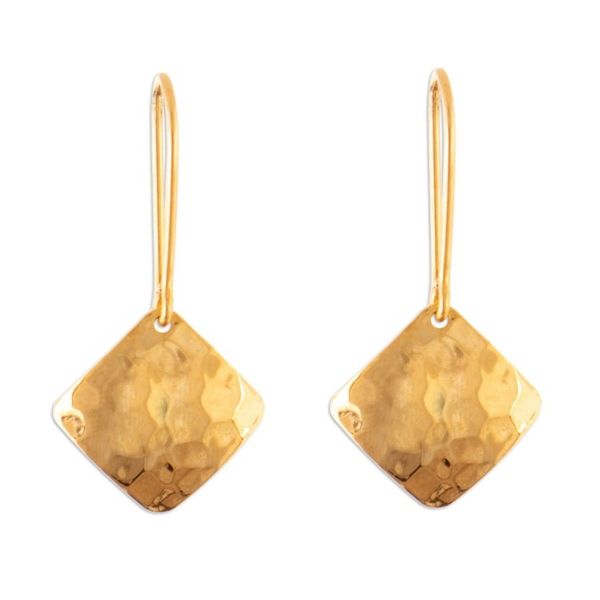 Alternate image for Modern Square 18k Gold-Plated Dangle Earrings from Peru Hammered Gold