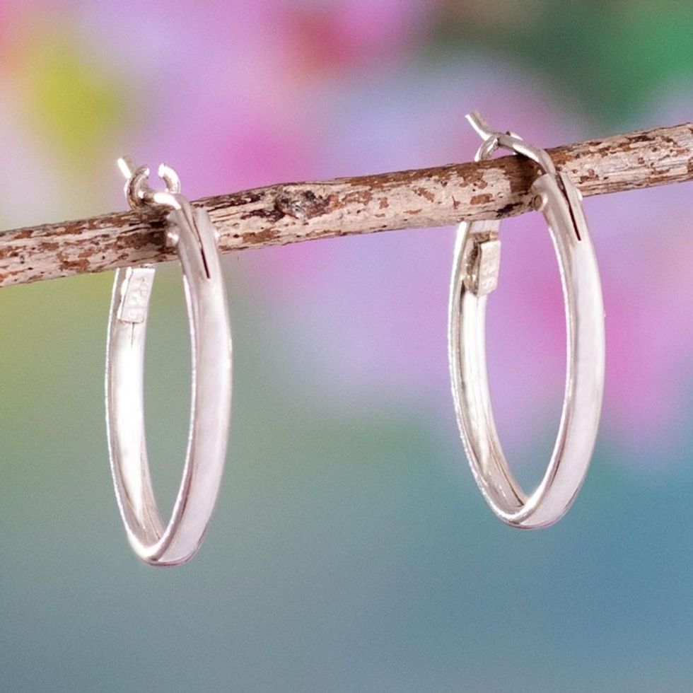 Oval Sterling Hoop Earrings 'Archetype'