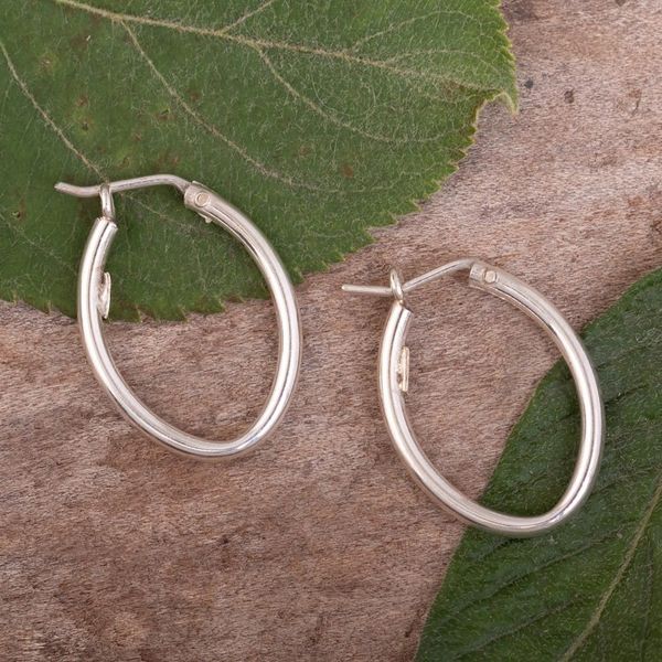 Alternate image for Oval Sterling Hoop Earrings Archetype