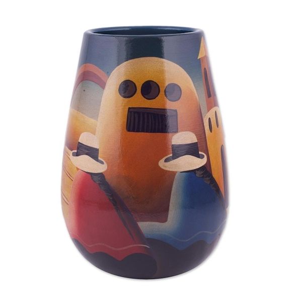 Alternate image for Artisan Crafted Cuzco Ceramic Folk Art Vase Convent Girl