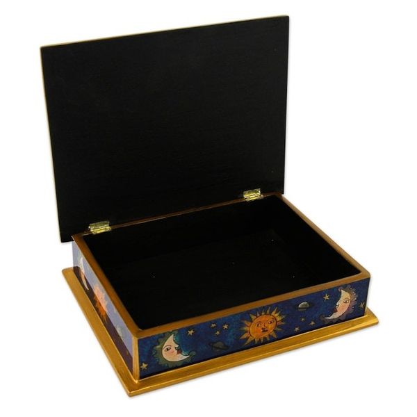 Alternate image for Eclipse Motif Reverse Painted Glass Box Peru Sun Moon Attraction