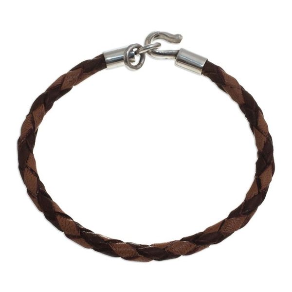Alternate image for Hand Braided Brown Leather Bracelet Coffee and Cocoa