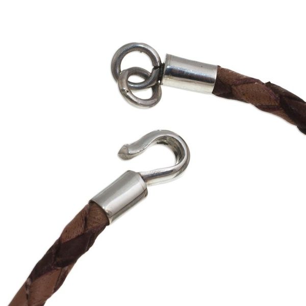 Alternate image for Hand Braided Brown Leather Bracelet Coffee and Cocoa