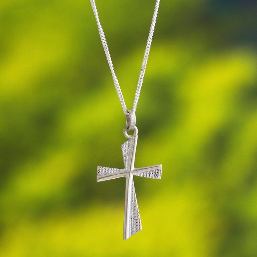 925 Sterling Silver Minimalist Cross Necklace from Peru 'Heavenly Cross'