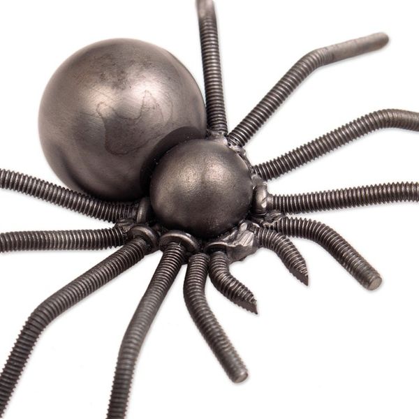 Alternate image for Modern Eco-Friendly Recycled Metal Figurine of a Tarantula Tiny Tarantula