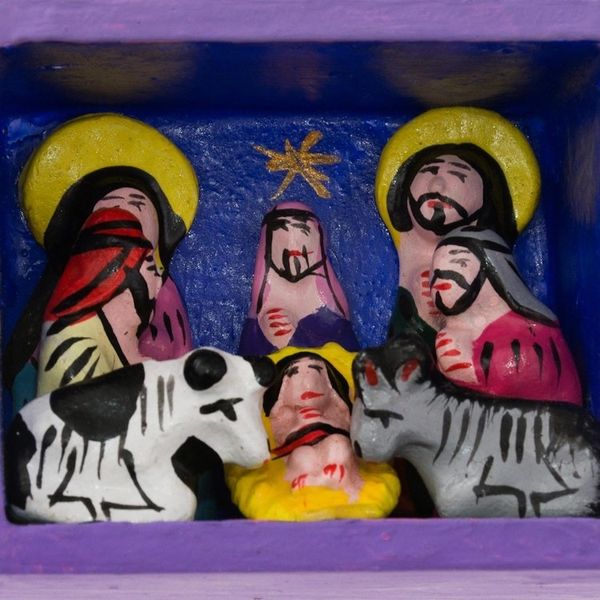 Alternate image for Christmas Ornaments Nativity Scene Set of 5 Handmade in Peru Retablos