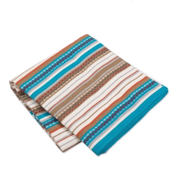 Alternate image for Handwoven Striped Alpaca Blend Throw from Peru Morning Stripes