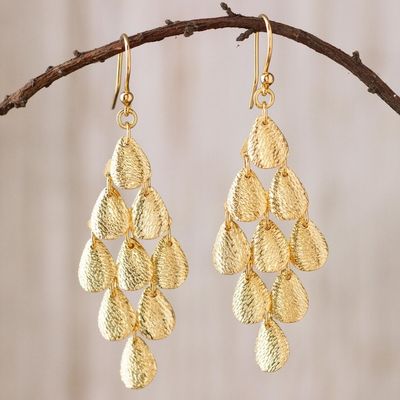 Alternate image for Teardrop Gold Plated Sterling Silver Dangle Earrings Vital Rain