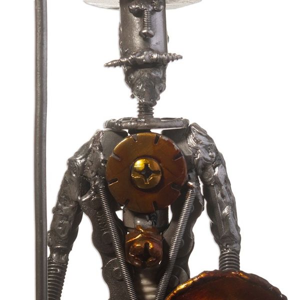 Alternate image for Upcycled Metal Sculpture of Don Quixote from Peru Quixote of La Mancha