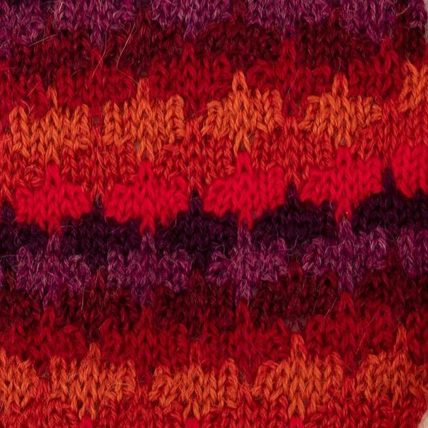 Alternate image for Knit Red Brown and Purple 100 Baby Alpaca Fingerless Gloves Red Vibes