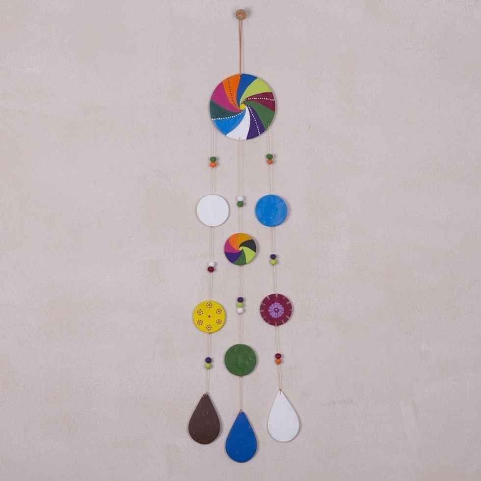 Hand-Painted Ceramic Dream Catcher Wall Art from Peru 'Andean Dream Catcher'
