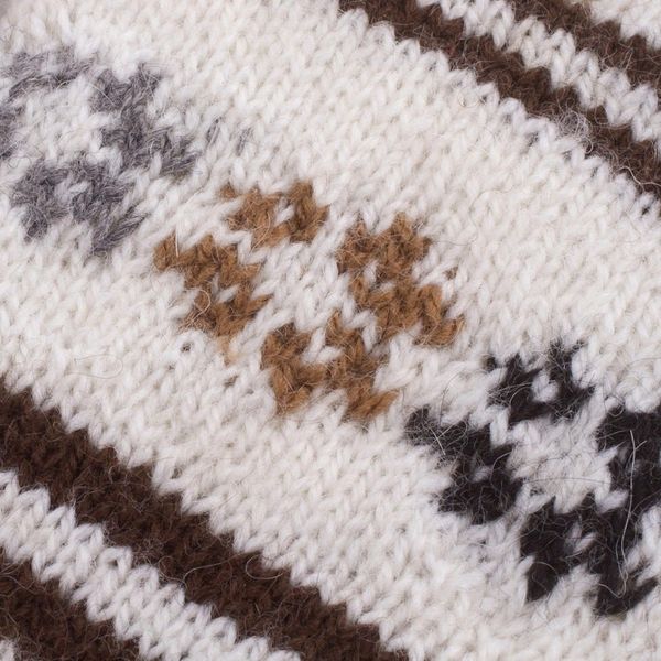 Alternate image for Hand Knitted White Alpaca Blend Gloves White Clouds