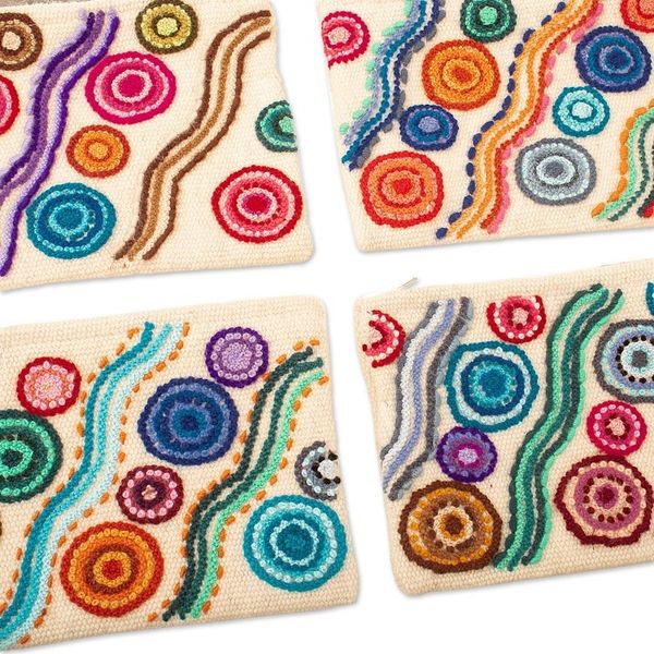 Alternate image for Colorful Wool Floral Cosmetic Bag Hand-Woven in Peru Stepping Stones