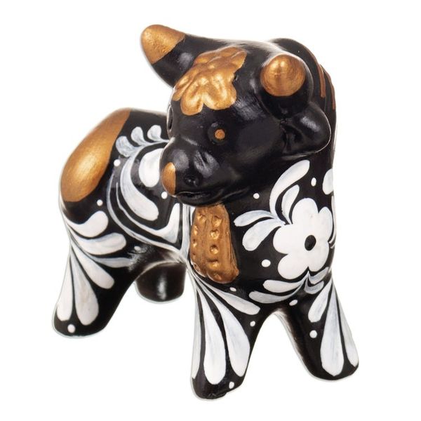 Alternate image for Traditional Andean Handmade Ceramic Bull Sculpture in Black Black Guardian of Pucar
