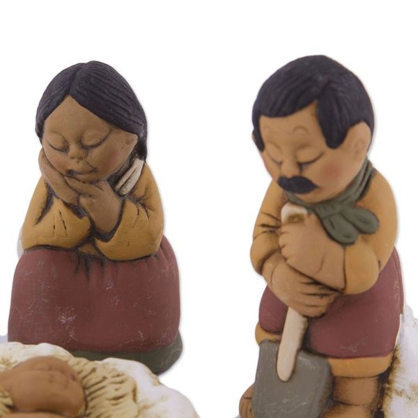 Alternate image for Petite Ceramic Andean Nativity Scene 6 Pieces Grandparents on Christmas Eve